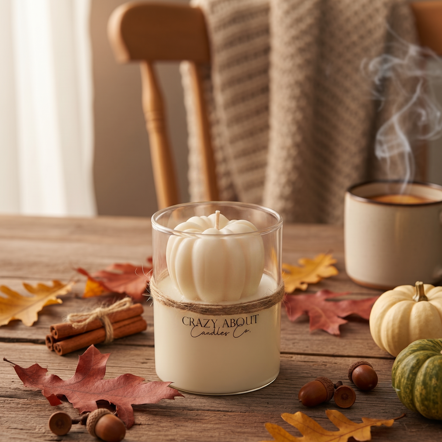 Pumpkin Candle in Glass Jar | Handcrafted Soy Wax