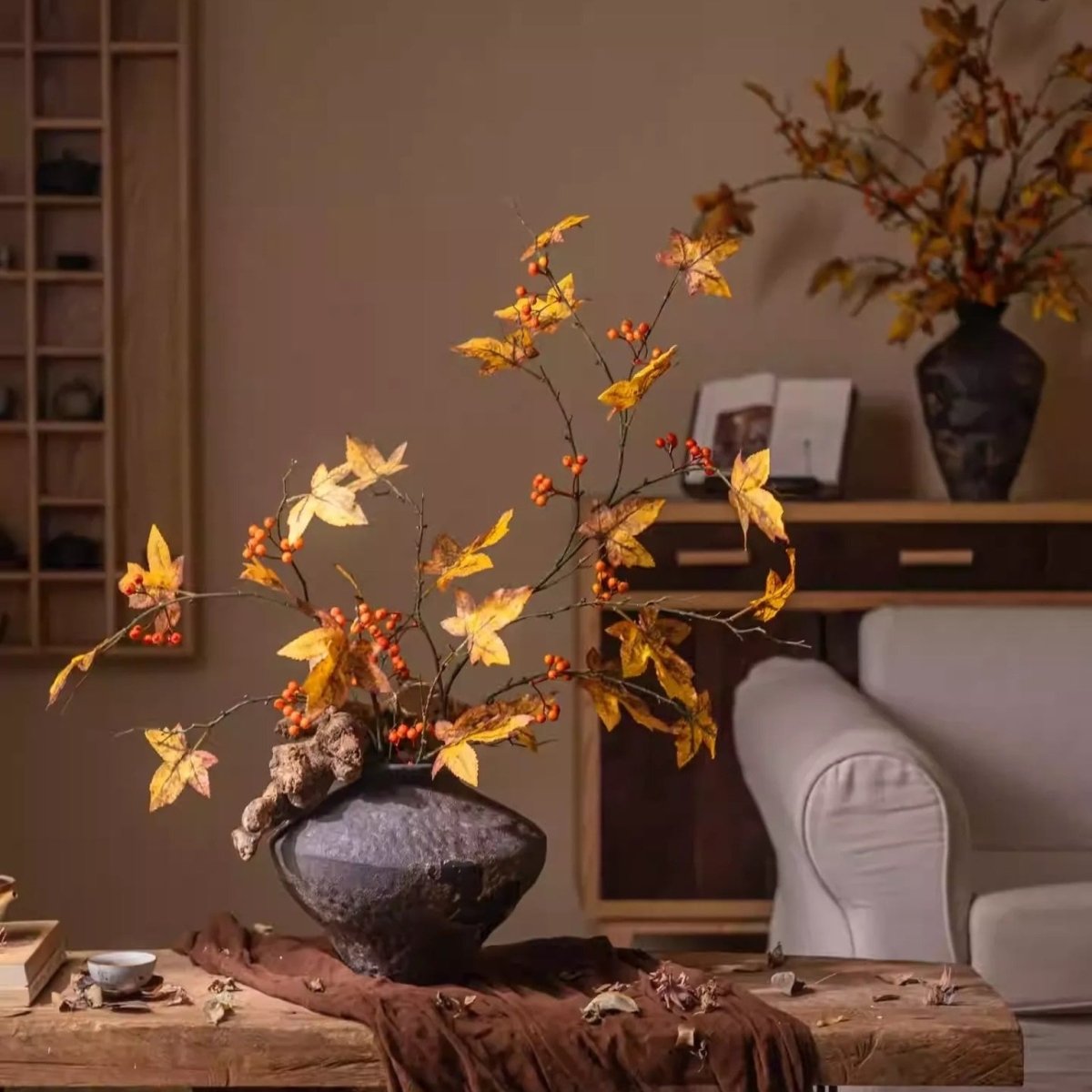 Autumn Maple Berry Branch 49.2" Tall