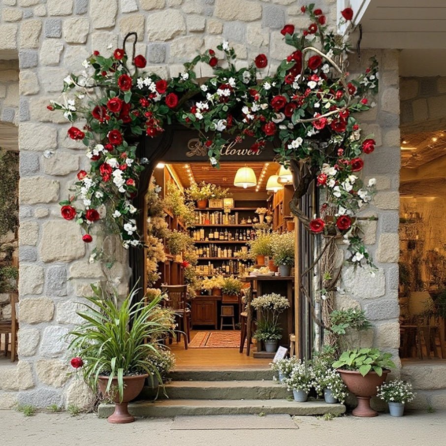 Artificial Red Rose Climbing Garland for Walls