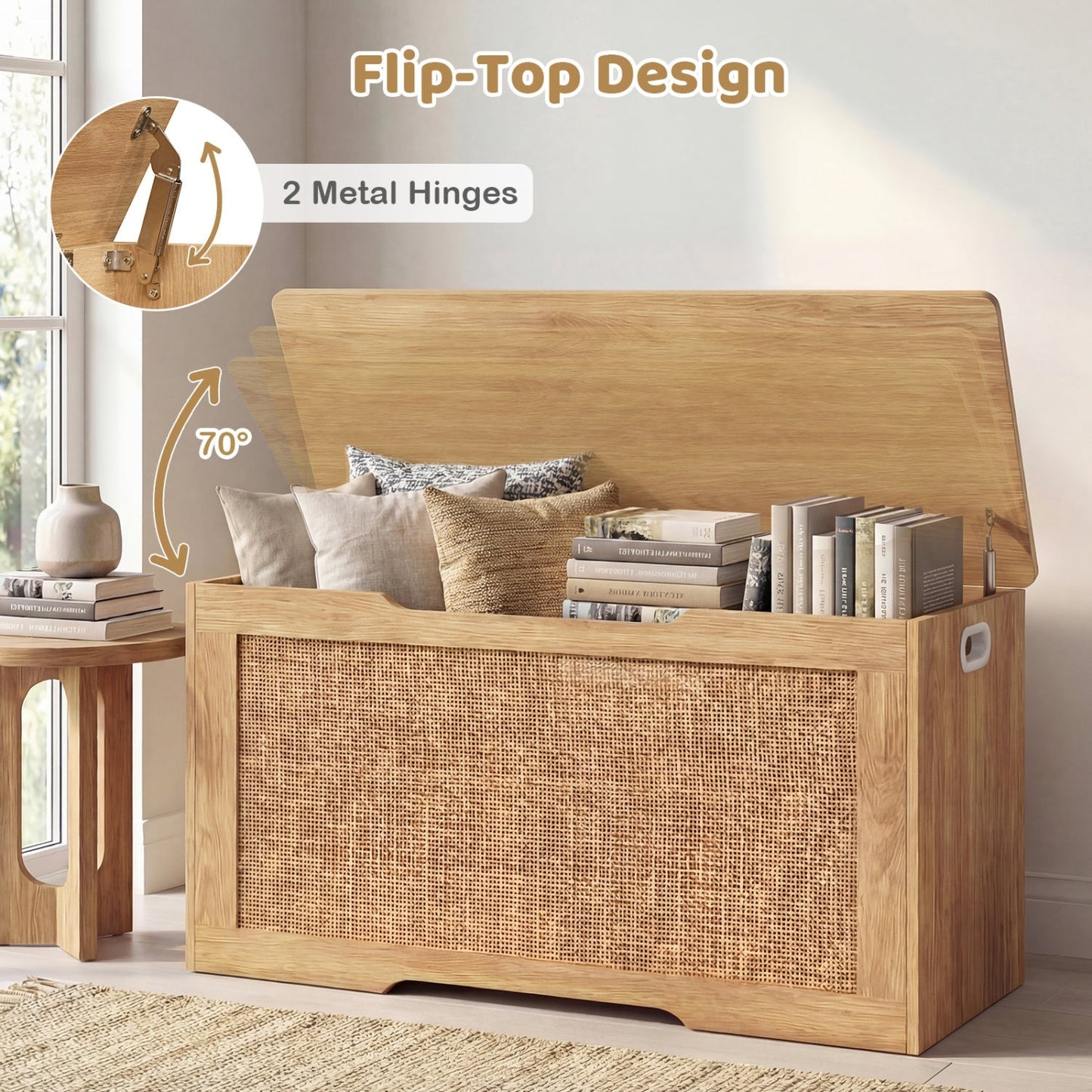 Kids Storage Bench 40 Inch Toy Box with Flip Top and Handles