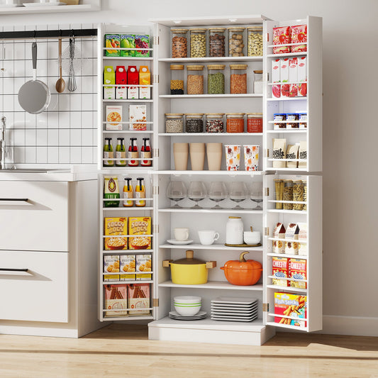 Kitchen Pantry Cabinet 65.5 Inch Freestanding Tall Buffet Cupboard