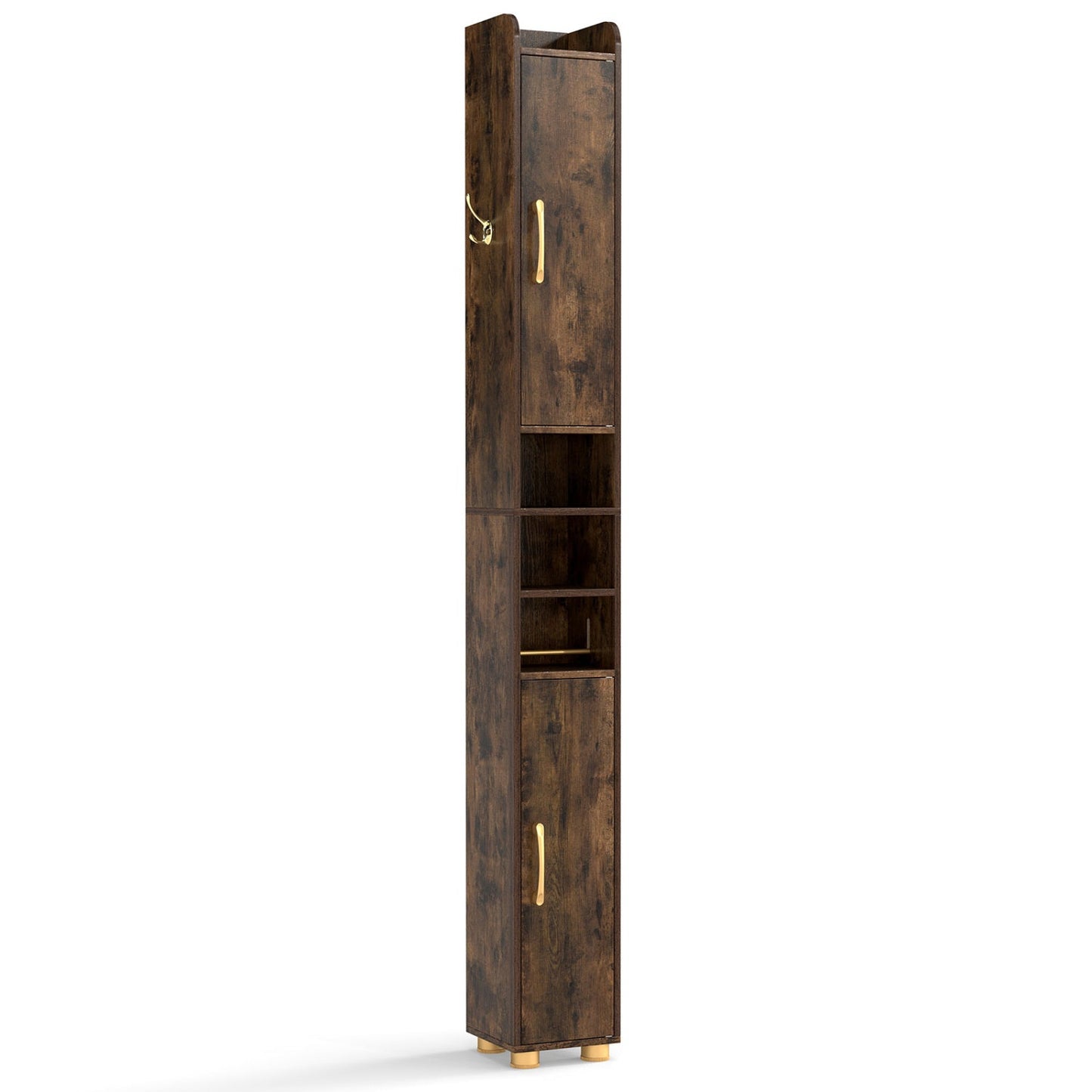 Narrow Bathroom Storage Cabinet with Shelves & Paper Holder