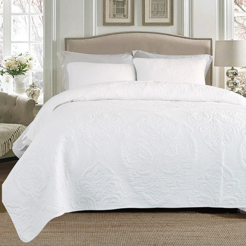 Export Simple European Embroider Double Pure Color Quiltedtextiles