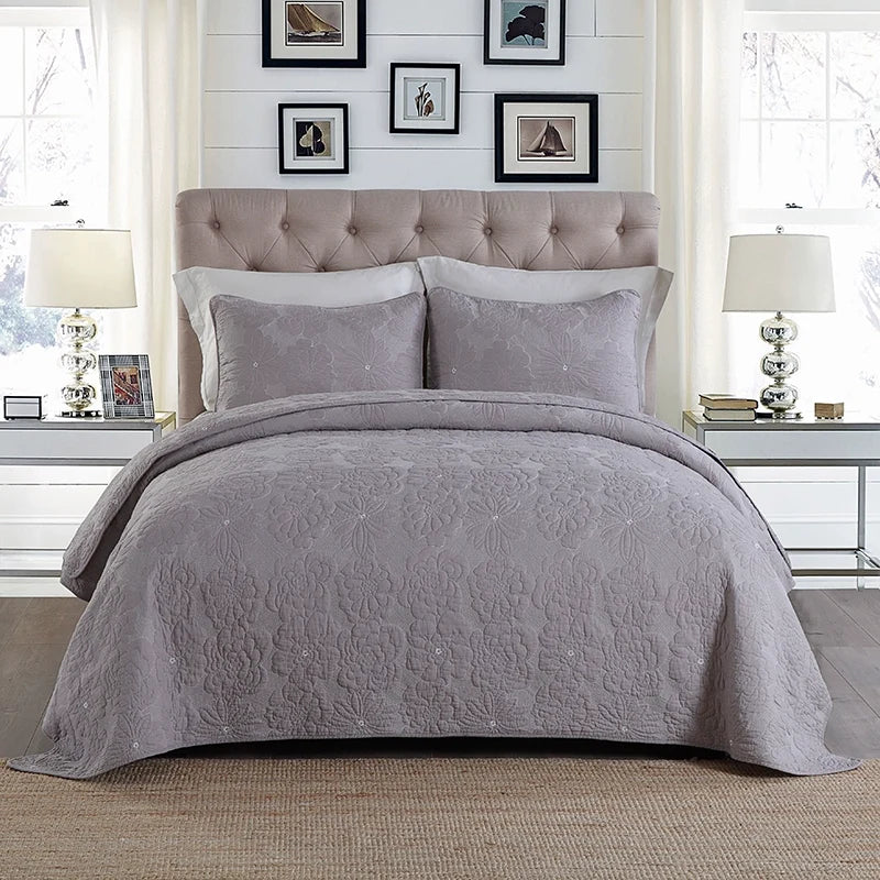 Export Simple European Embroider Double Pure Color Quiltedtextiles