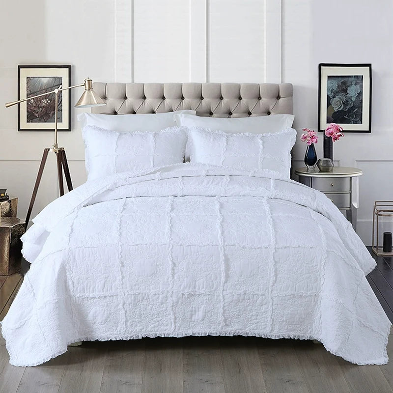 Export Simple European Embroider Double Pure Color Quiltedtextiles