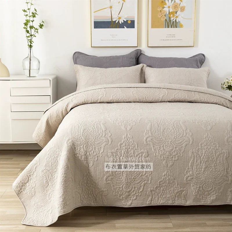 Export Simple European Embroider Double Pure Color Quiltedtextiles