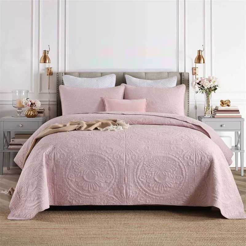 Export Simple European Embroider Double Pure Color Quiltedtextiles