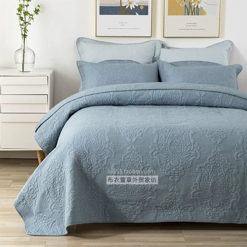 Export Simple European Embroider Double Pure Color Quiltedtextiles