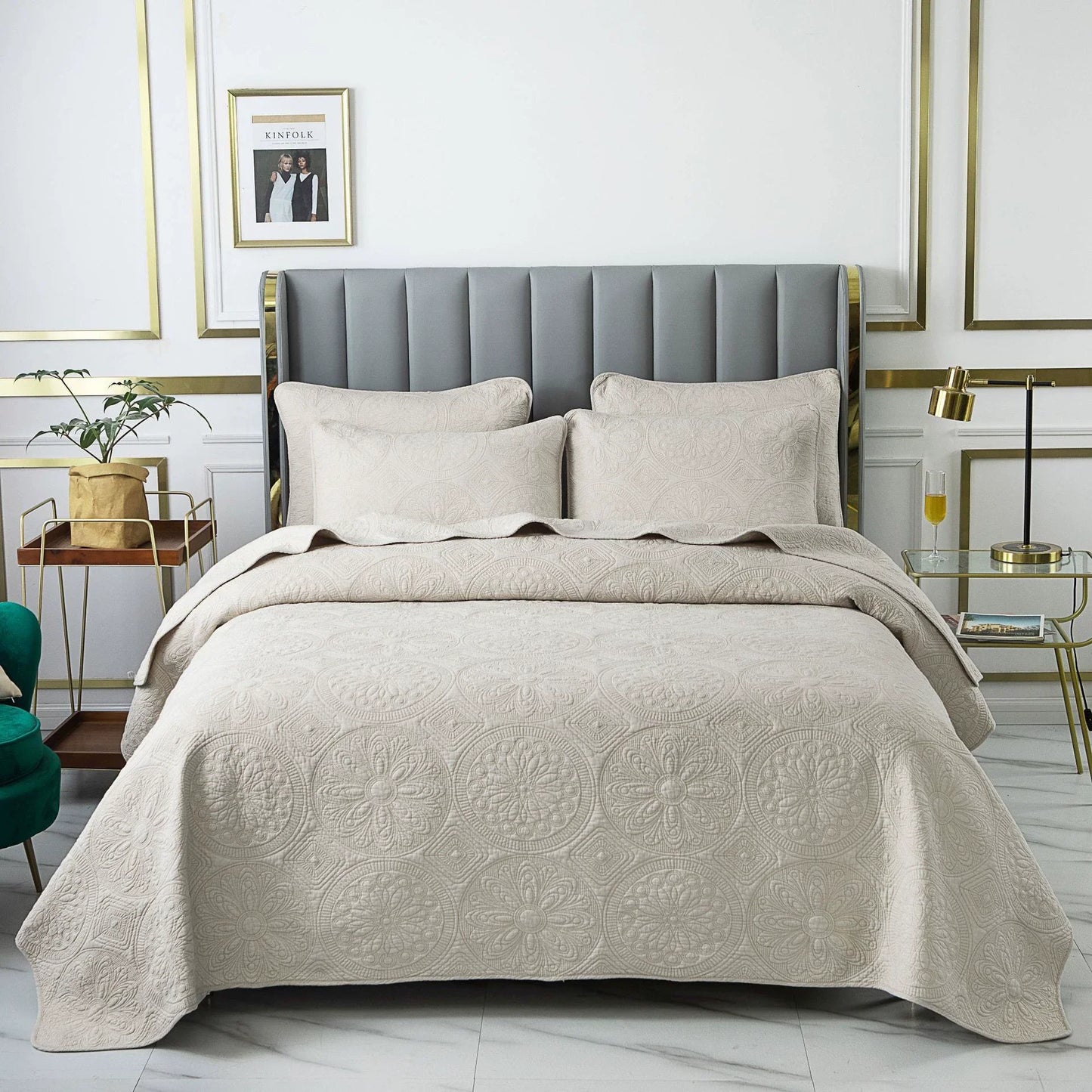 American-Style Large Cotton Quilting Embroidery Foreign Trade Bedspread