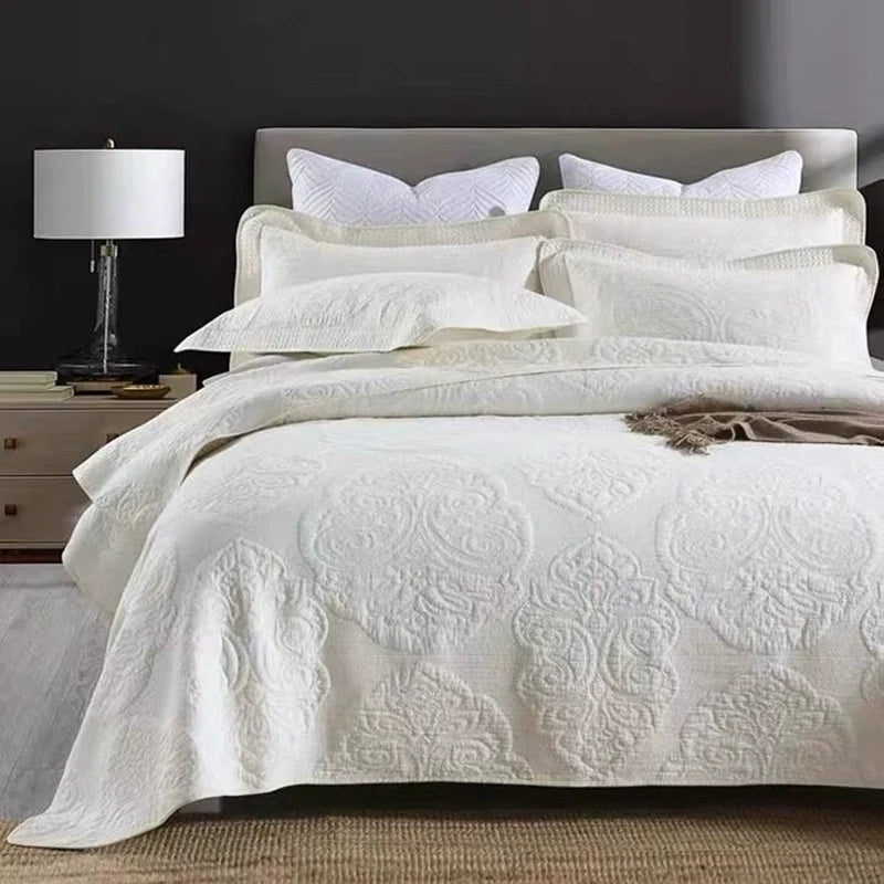 Export Simple European Embroider Double Pure Color Quiltedtextiles