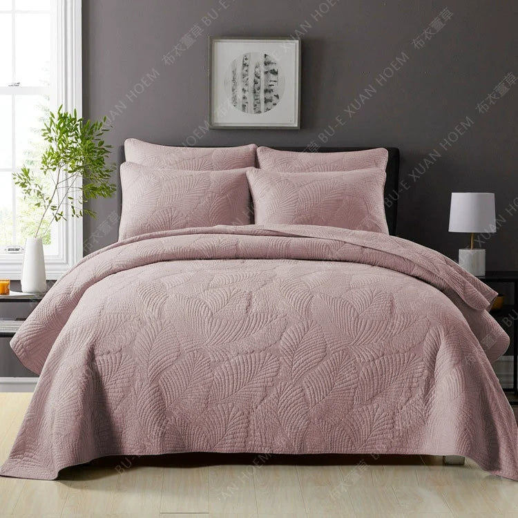 Export Simple European Embroider Double Pure Color Quiltedtextiles
