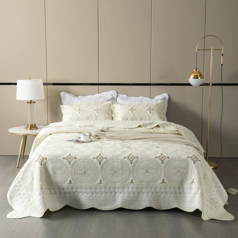 Export Simple European Embroider Double Pure Color Quiltedtextiles