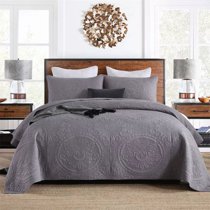 Export Simple European Embroider Double Pure Color Quiltedtextiles