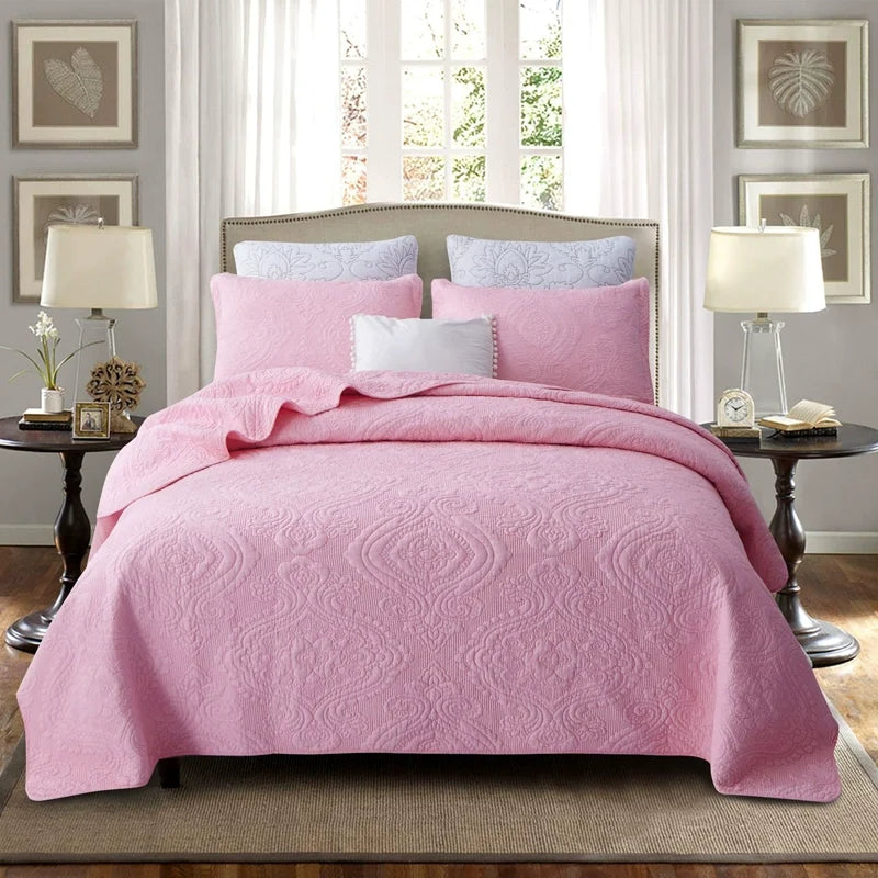 Export Simple European Embroider Double Pure Color Quiltedtextiles