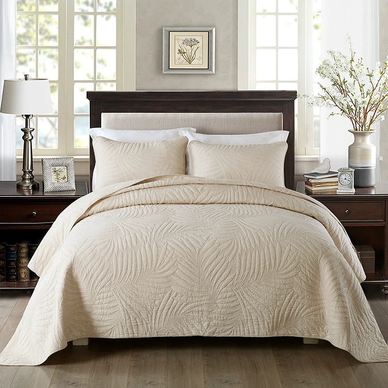 Export Simple European Embroider Double Pure Color Quiltedtextiles