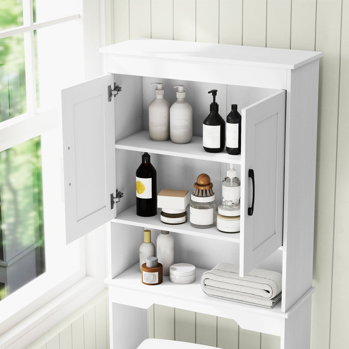 Over Toilet Space Saver Bathroom Organizer with Storage Cabinet
