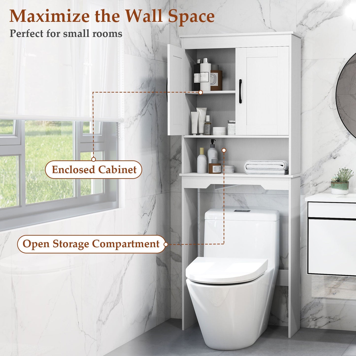 Over Toilet Space Saver Bathroom Organizer with Storage Cabinet