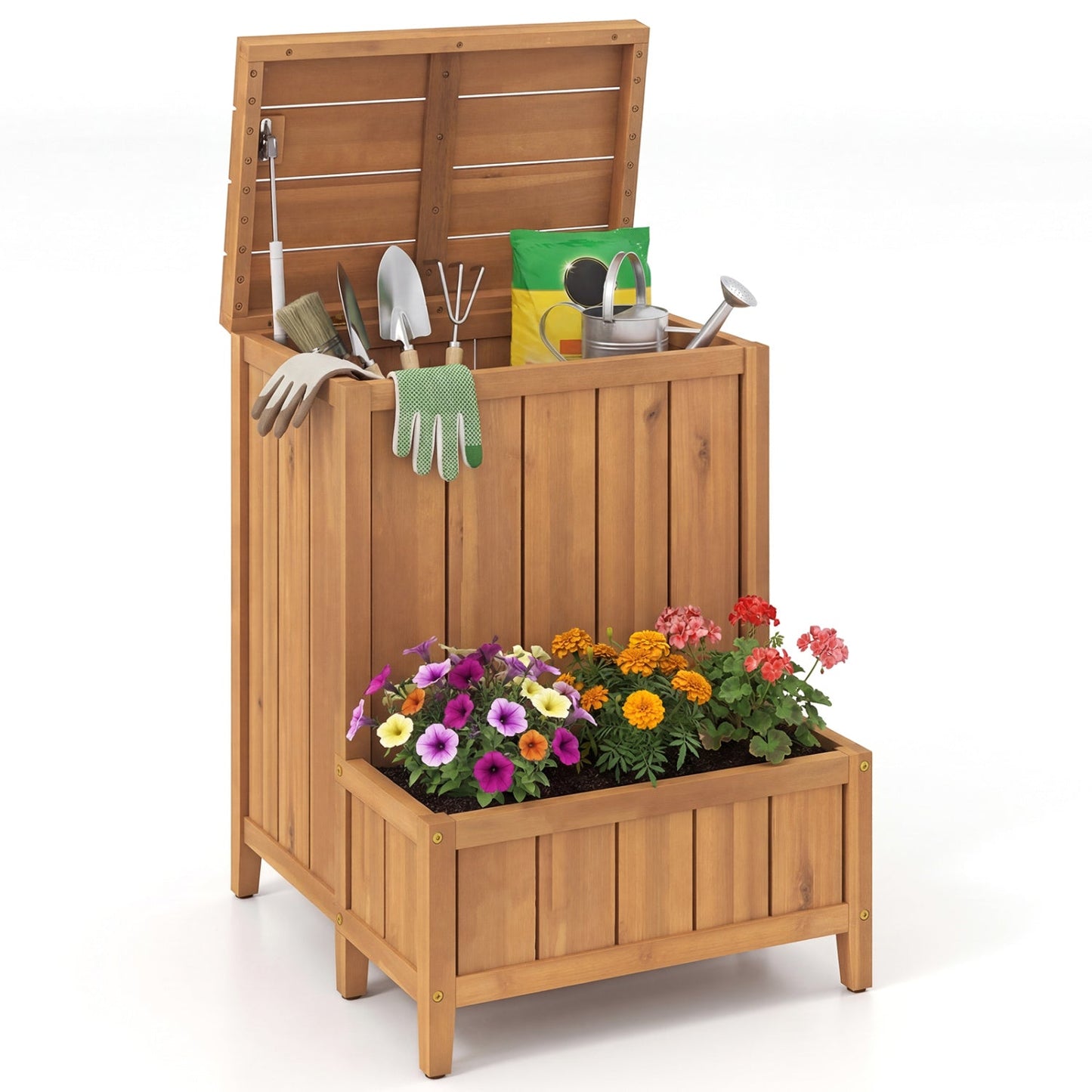 Package Delivery Box with Planter Box for Pool Accessories and Garden Tools