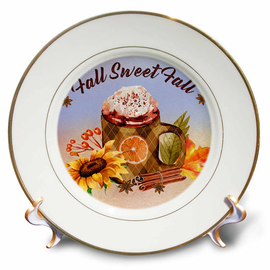 3dRose Fall Sweet Fall Hot Cocoa and Autumn Season - Plates (cp-369642)