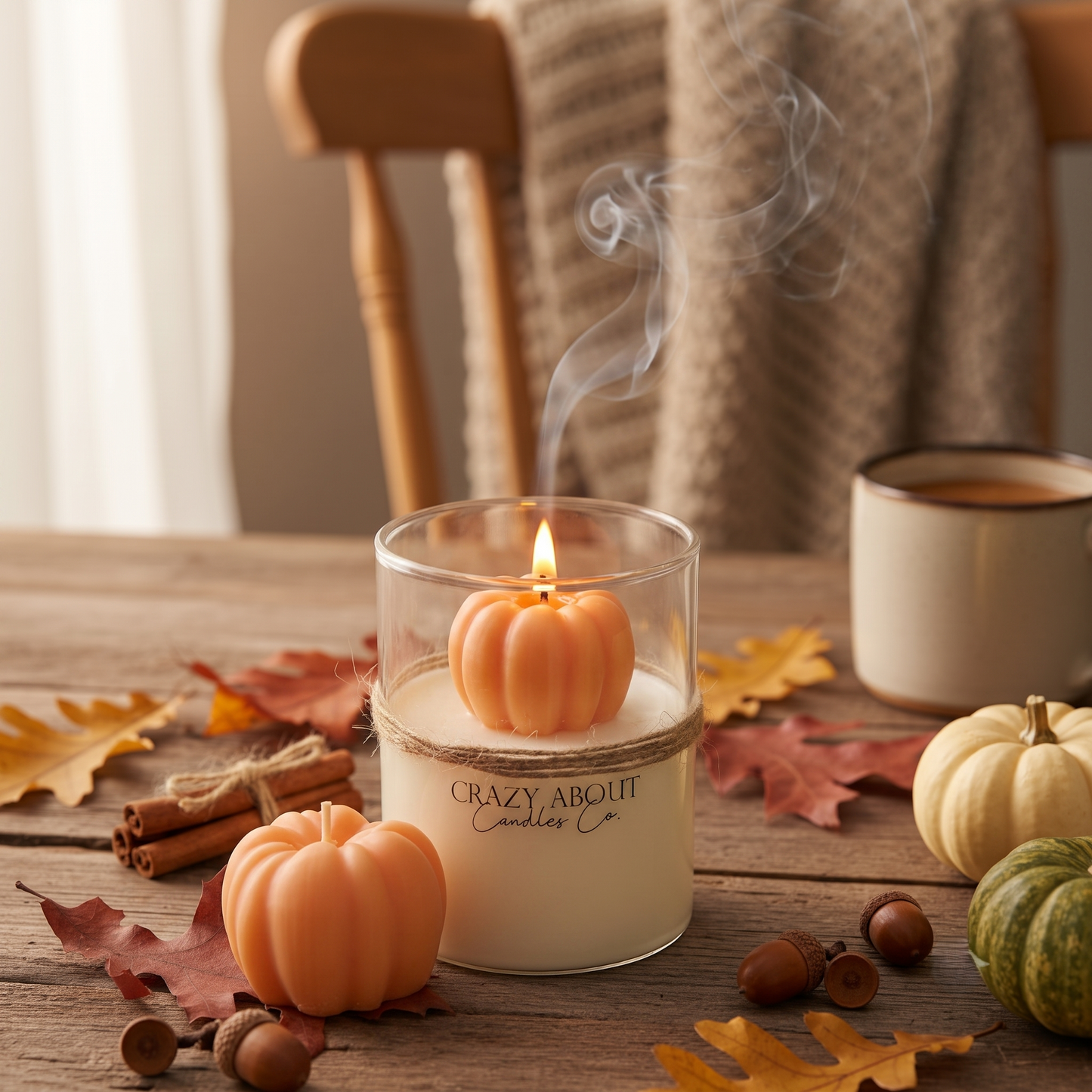 Pumpkin Candle in Glass Jar | Handcrafted Soy Wax