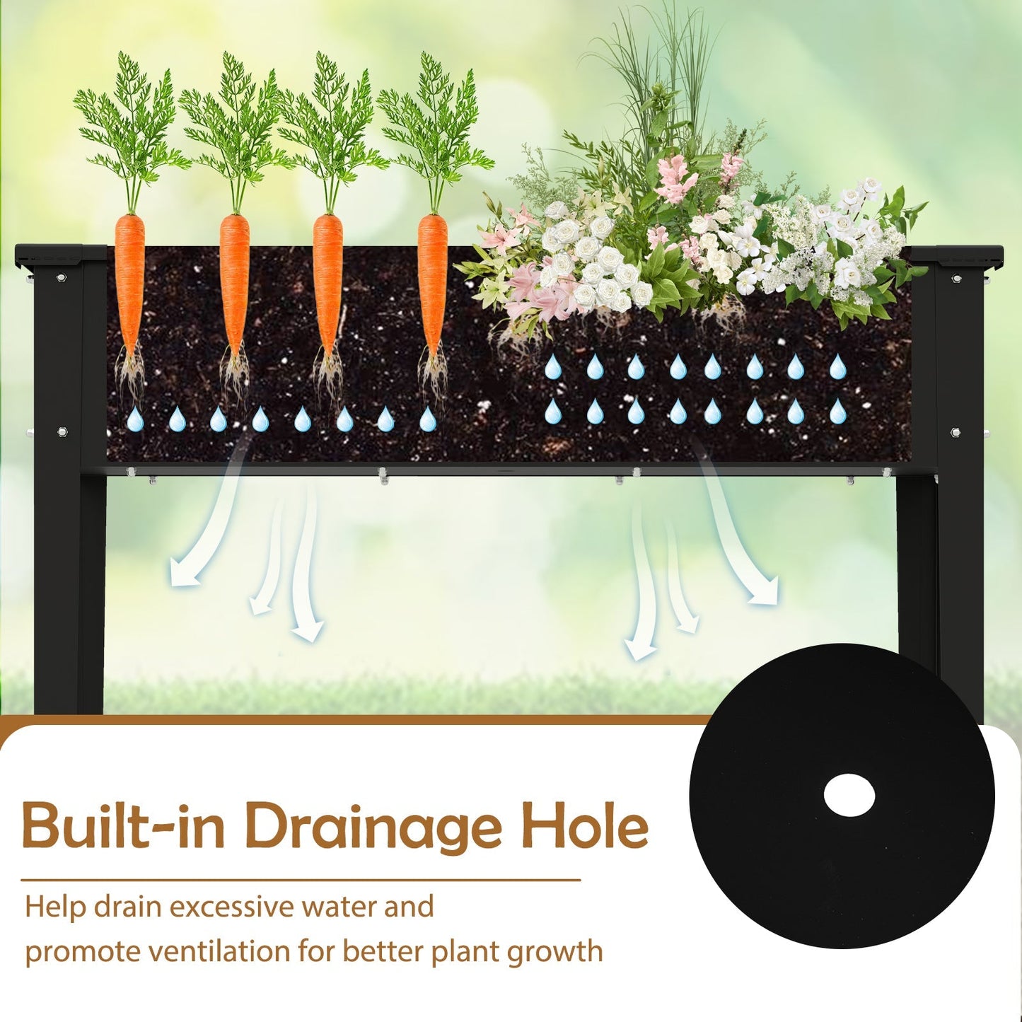 Raised Garden Bed Elevated Metal Planter Box with Legs Drainage Holes