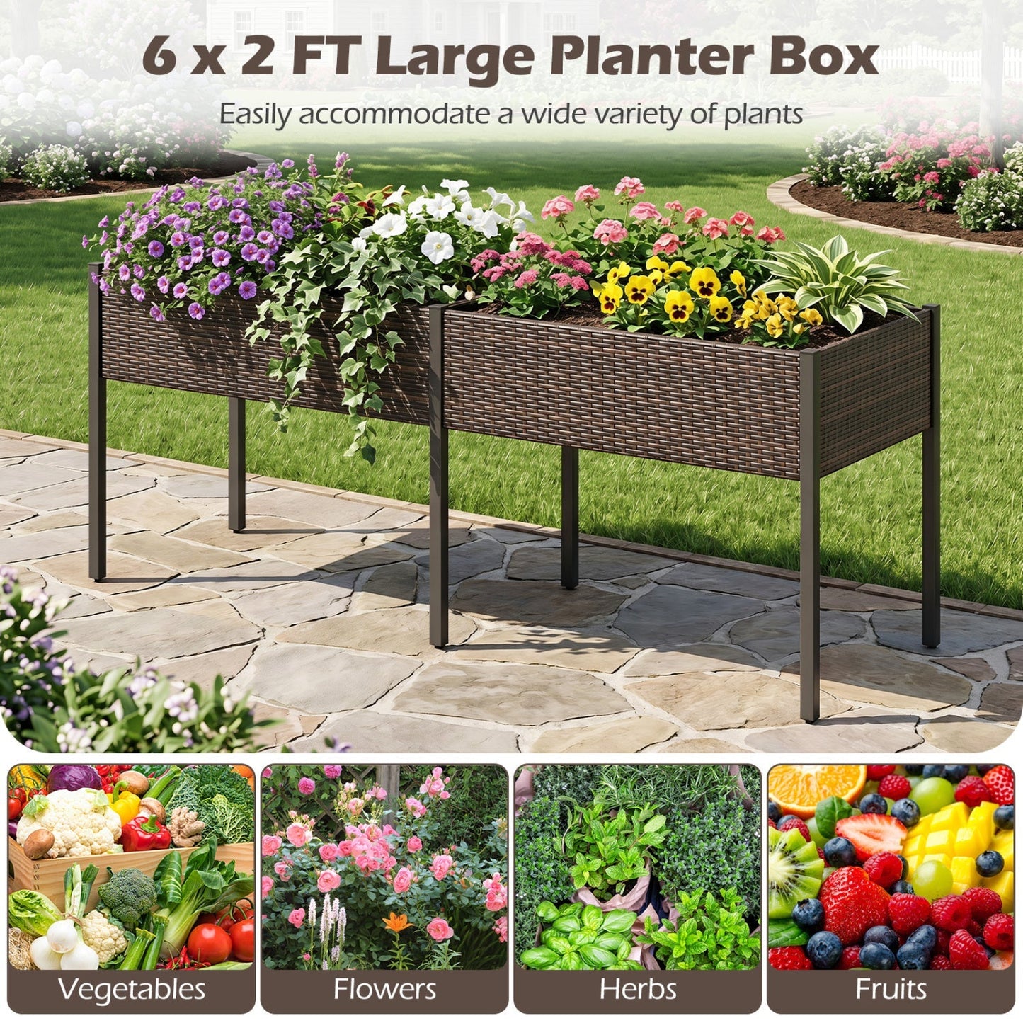 Raised Garden Bed with Legs and Removable Liner - 73 Inch