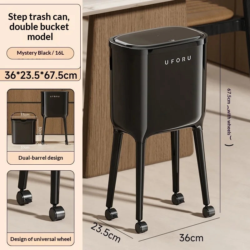 Waste Bins Step Trash Can Covered Lid Large Capacity Kitchen Bathroom Living Room Soft Close Garbage Bin Trash Can Household