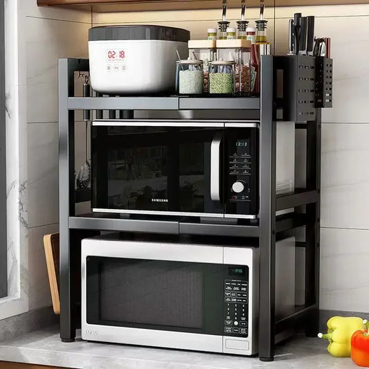 Household Microwave Oven Rack Shelf Kitchen Countertop Oven Rack 2Layers Seasoning Storage Rack Holder Stand Storage Furniture