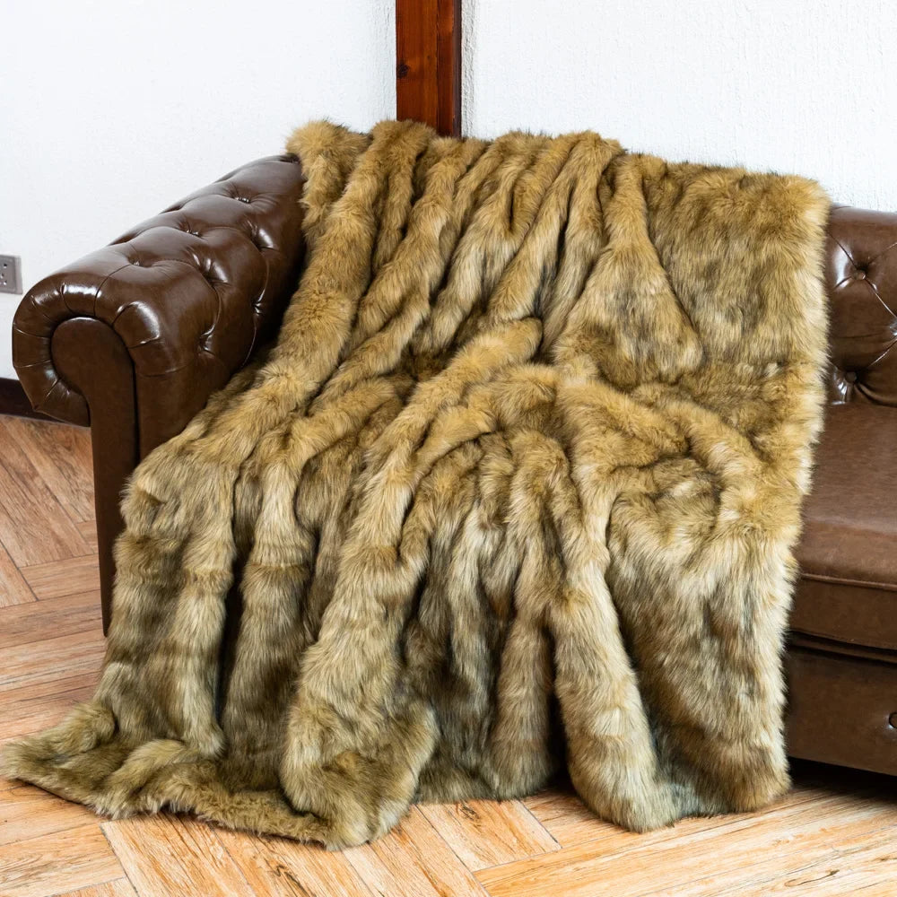 LUX Heavy Faux Fur Throw Blanket