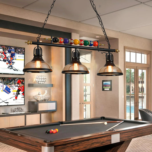 Vintage Billiards Decoration Pendant lght Three Heads Glass hanging Light Creative Lamps Restaurant Nostalgic Cafe Chandelier