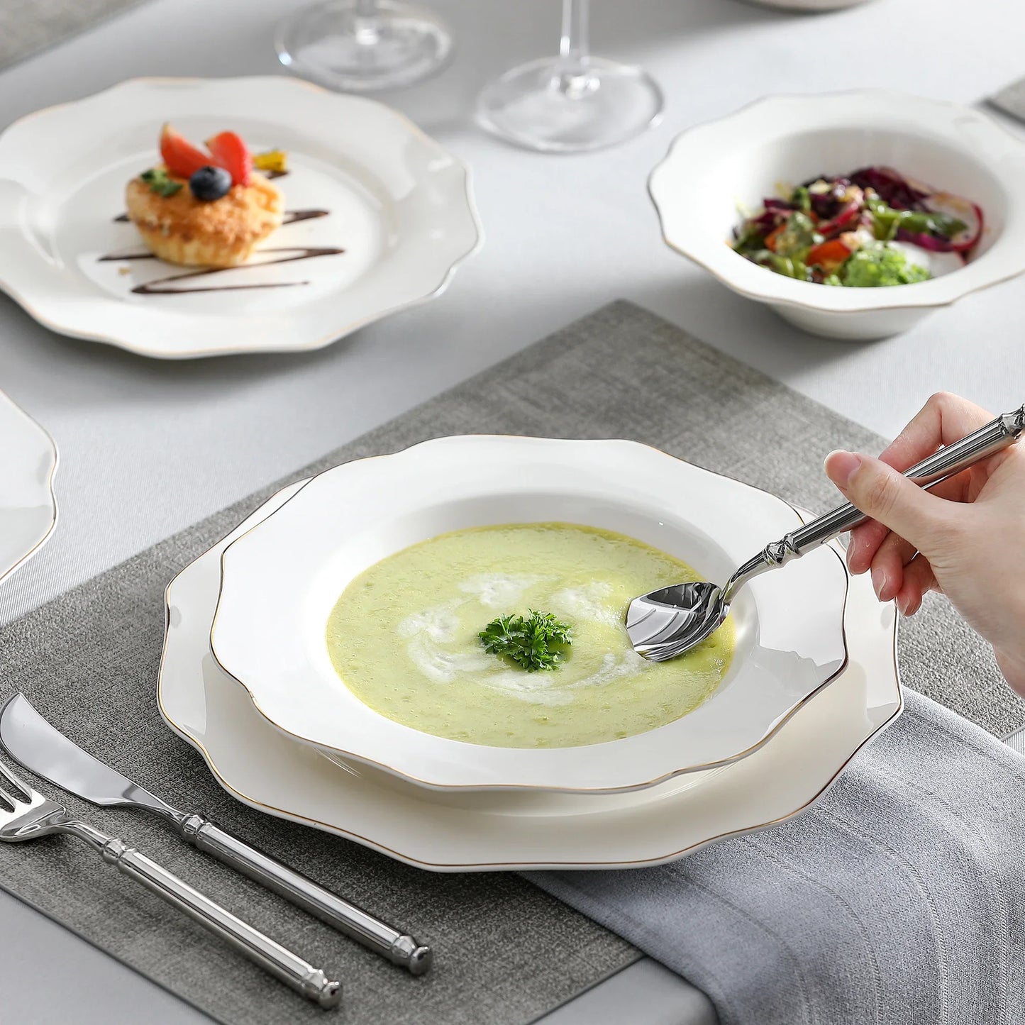 MALACASA Nordic Porcelain Tableware Set With Bowls And Plates