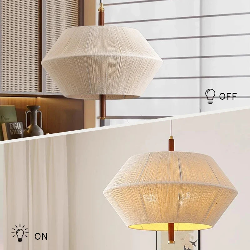Wabi Sabi Woven Cotton Thread LED Pendant Light Minimalist Hand-Woven Chandeliers Restaurant Living Room Bar Hotel Hanging Lamp