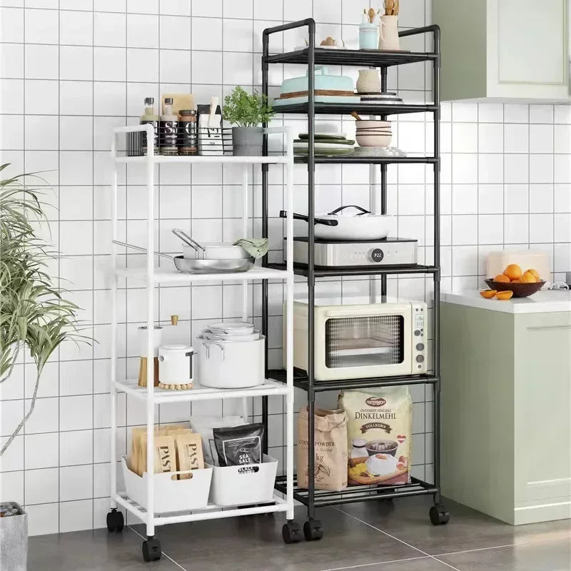 Multi-function Landing Trolley Microwave Oven Rack Installation Storage Rack Bathroom Kitchen Organizer Small Space-Saving Rack