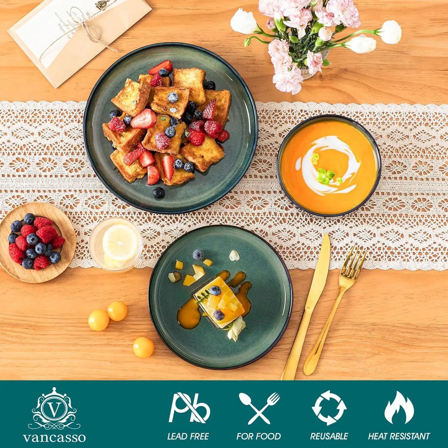 Ceramic Dinnerware Set For Four Plates And Bowls