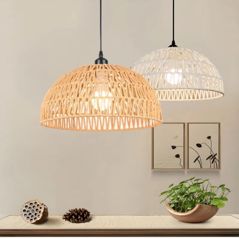 Newest hemp rope woven pendant lamp pastoral restaurant tea room inn bar bedroom rattan indoor chandelier lighting  AC95-260V