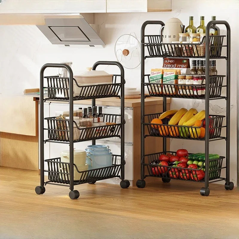 Slim Multi Tier Rolling Kitchen Trolley Organizer Cart Wheels Foldable Mobile Storage Rack Pantry Balcony Bedroom Living Room