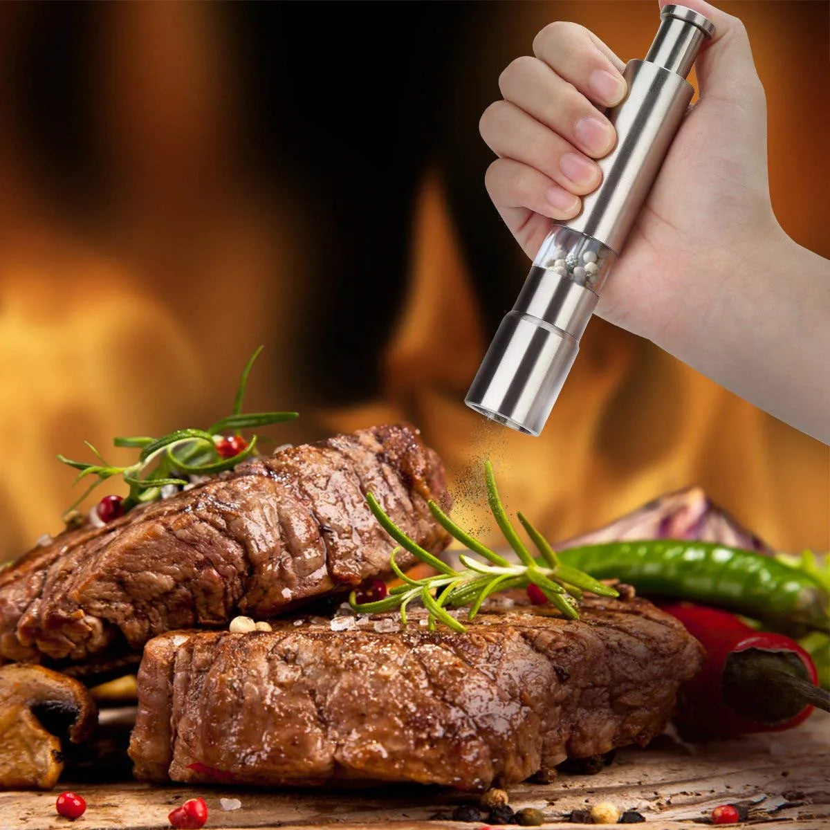 1 Piece Salt and Pepper Grinder Set Original Pump Grind Pepper Mill Thumb Press Grinder for Peppercorns Sea Salt YY027