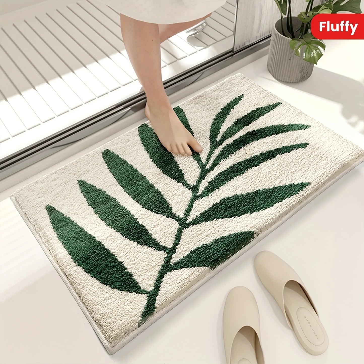 VIKAMA Green Leaf Carpet Soft Absorbent Floor Mat Bathroom Mat Toilet Door Mat Rug For Bedroom Outdoor Carpet Home Decoration