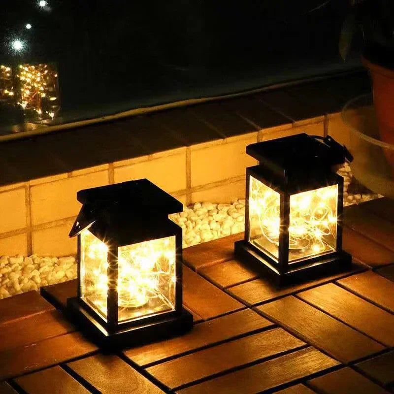Set of 3 Outdoor Hanging Lamp Lights Solar Powered with Handle LED Table Lamps Decorative Lantern for Garden Patio Backyard