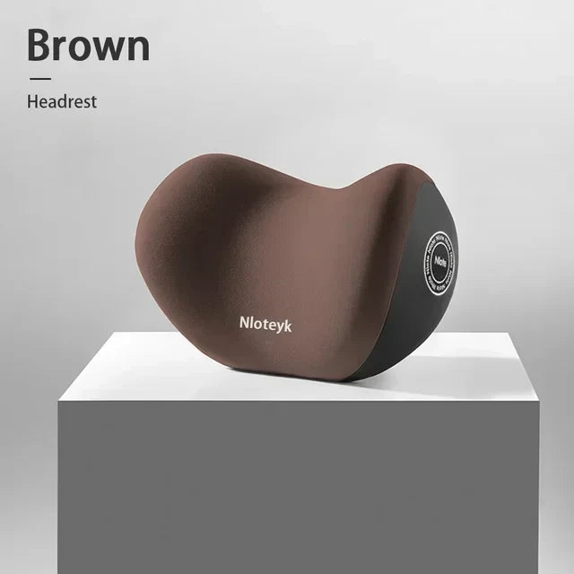Memory Foam Headrest Lumbar Support Set Ergonomic Neck Pillow Back Cushion Car Driver Seat Comfort Breathable Polyester Fabric