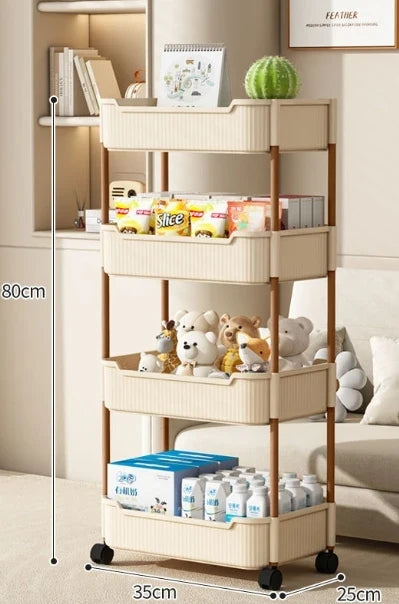 Mobile Storage Rack Trolley Kitchen Bathroom Bedroom Multi Storey Snacks Storage Rack with Wheels Organizer Home Accessories