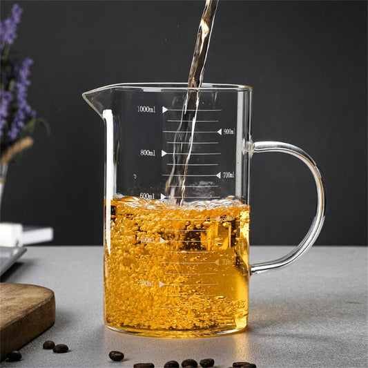 1pcs Glass Measuring Cup With Handle 250/350/500/1000ml High Borosilicate Glass Milk Coffe Measuring Mug Heat-resistant Cup