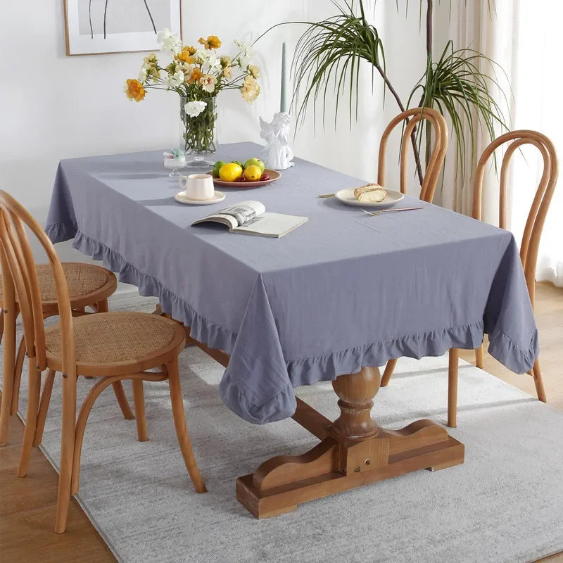 Cotton Fabric Table Cloth Washable White Tablecloth for Wedding Party Dining Banquet Decoration Luxurious Table Cover Picnic Mat