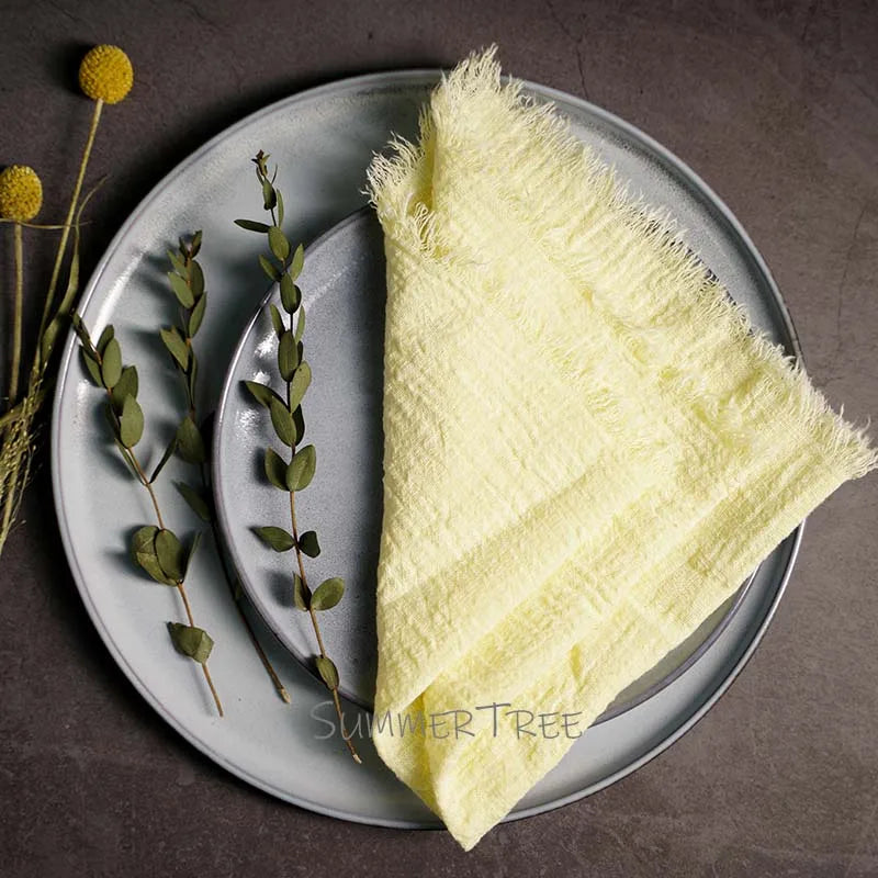 10pcs Large Napkins 41x41cm Rustic Cotton Gauze  Napkin Muslin Tea Towel Dinner Retro Cheesecloth Wedding Party Linen Decor