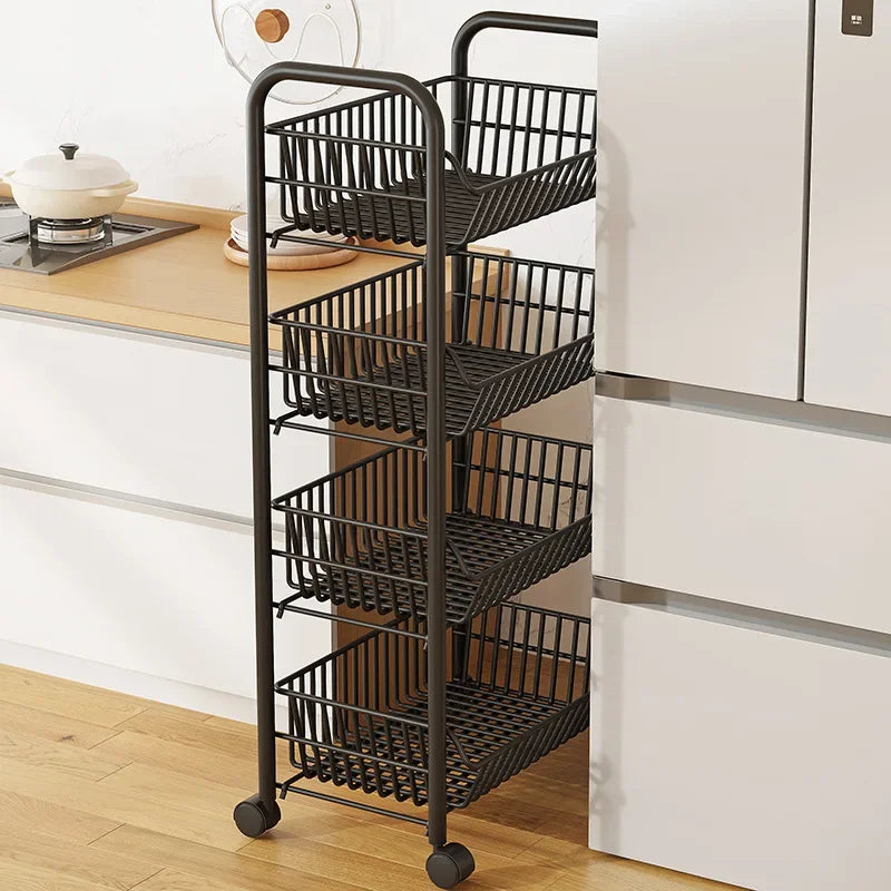 Slim Multi Tier Rolling Kitchen Trolley Organizer Cart Wheels Foldable Mobile Storage Rack Pantry Balcony Bedroom Living Room