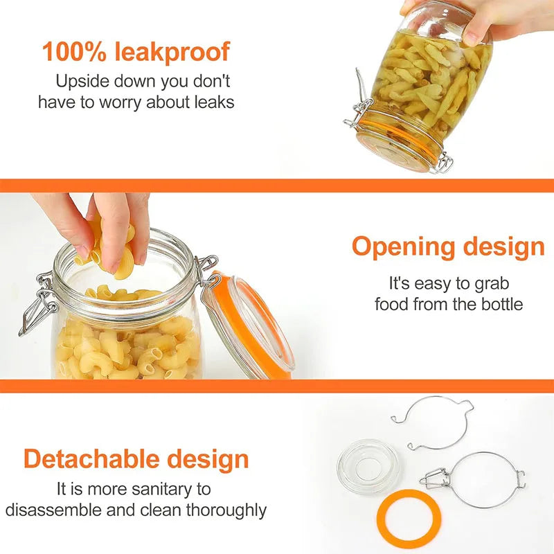HeY LiLac Glass Jars with Lids Kitchen Airtight Glass Jars Wide Mouth Canning Jars with Clip Top Lids Leak Proof Canisters Jars
