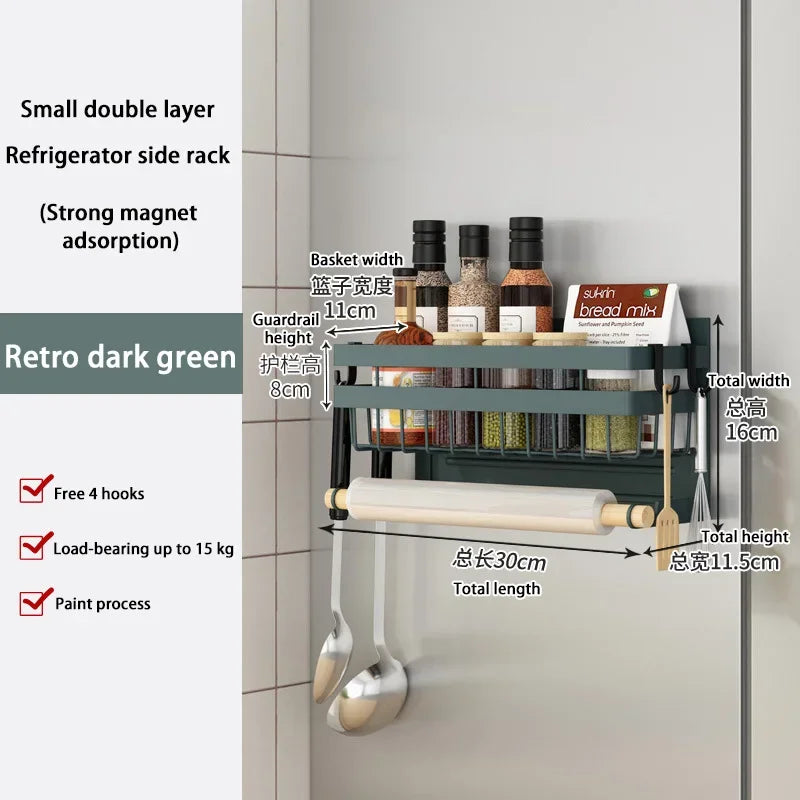 Magnetic Fridge Shelf Kitchen Paper Tube Cling Film Storage Rack Spice Storage Rack Storage Rack On The Side Of The Refrigerator
