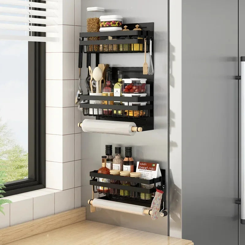 Magnetic Fridge Shelf Kitchen Paper Tube Cling Film Storage Rack Spice Storage Rack Storage Rack On The Side Of The Refrigerator