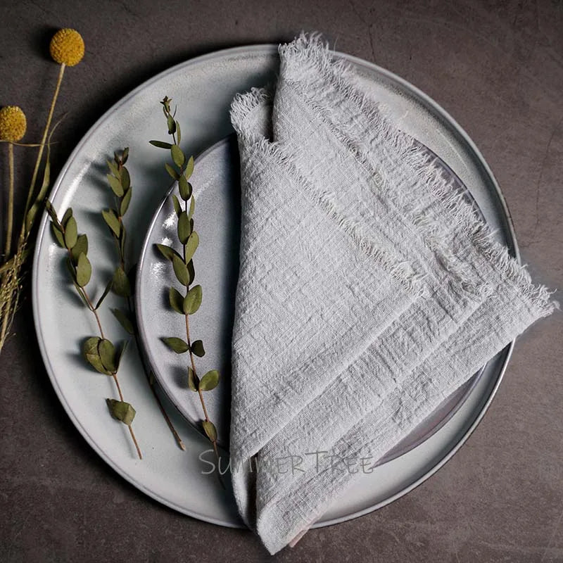 10pcs Large Napkins 41x41cm Rustic Cotton Gauze  Napkin Muslin Tea Towel Dinner Retro Cheesecloth Wedding Party Linen Decor