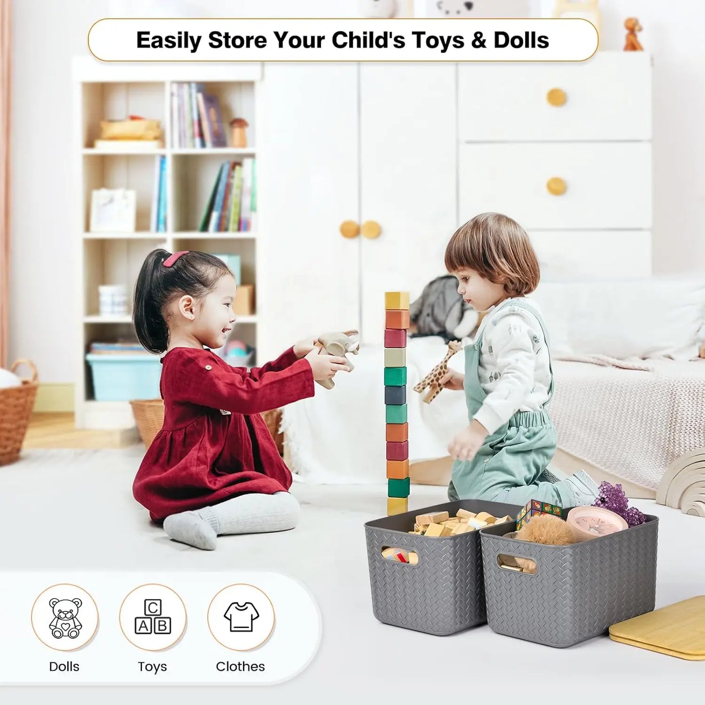 Storage Bins With Bamboo Lids Plastic Stackable Containers